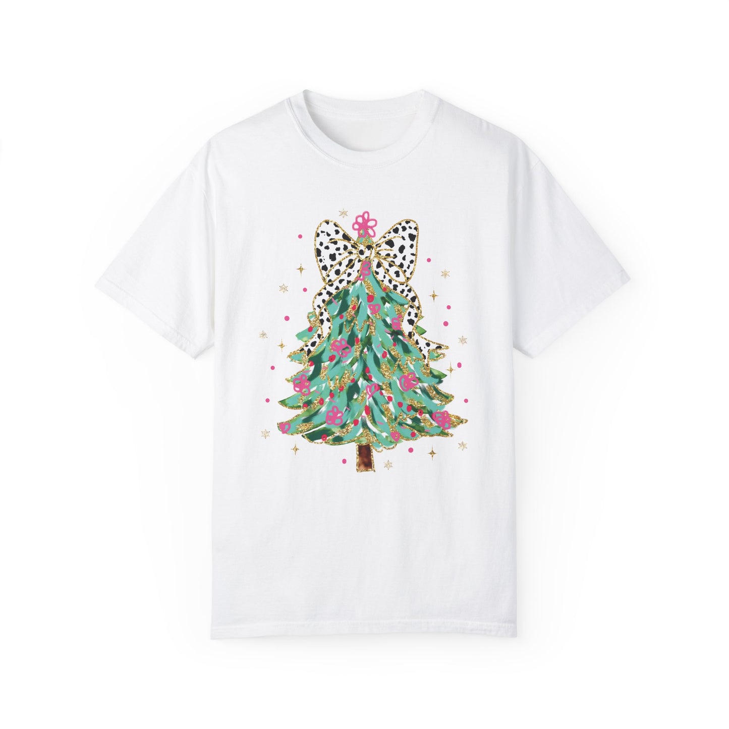 Christmas Tree Shirt Comfort Colors, Brushstroke Holiday Tee, Women's Christmas Graphic