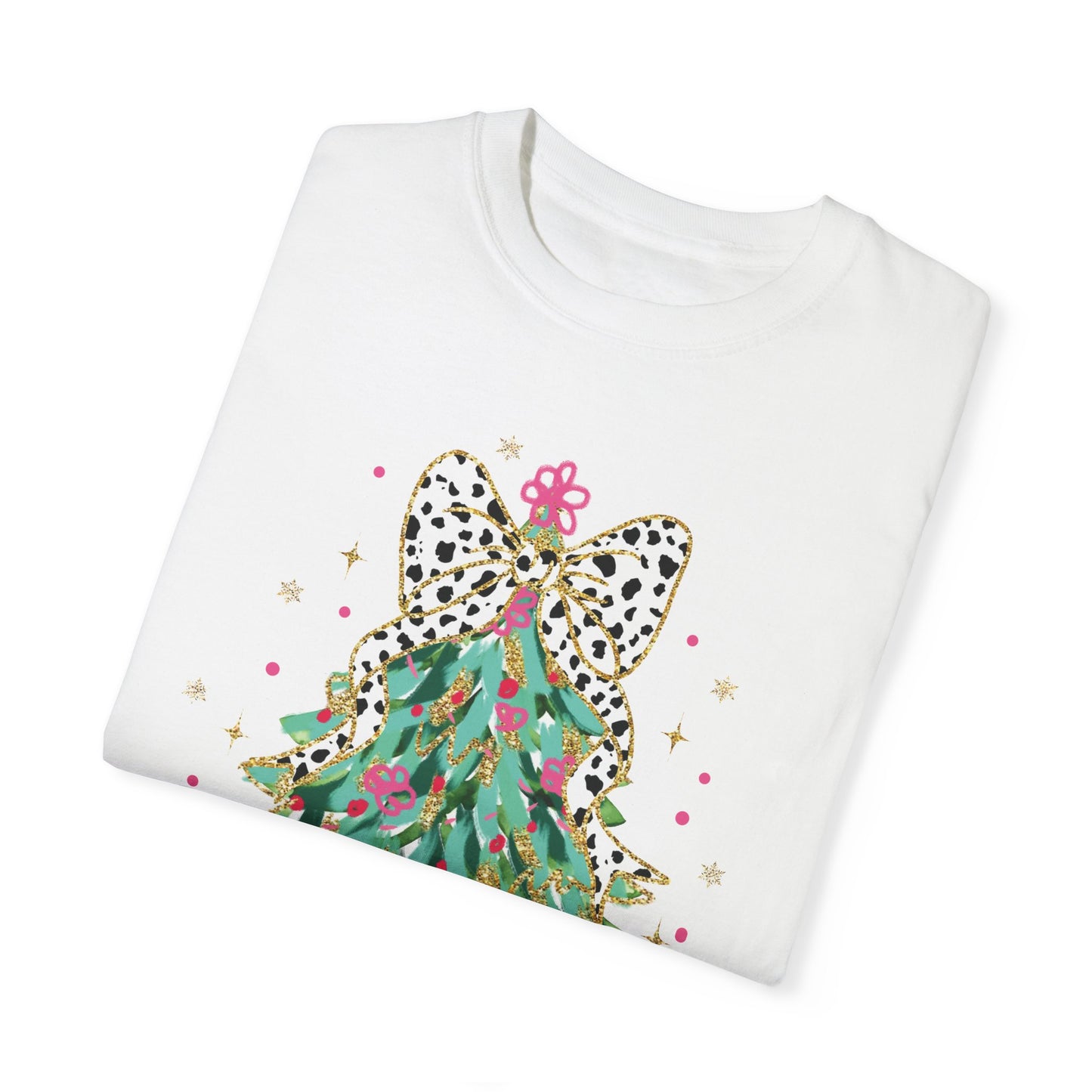 Christmas Tree Shirt Comfort Colors, Brushstroke Holiday Tee, Women's Christmas Graphic