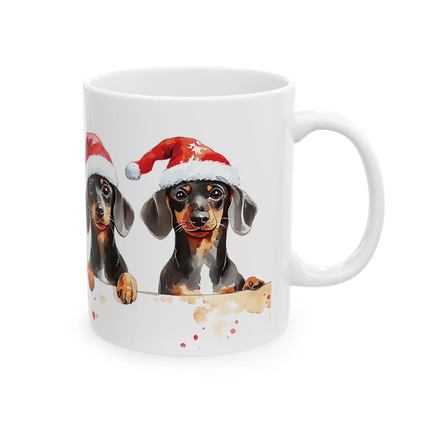 Christmas Dachshund Mug – Adorable Holiday Dog Design with Santa Hat, Perfect for Coffee, Tea, or Hot Cocoa