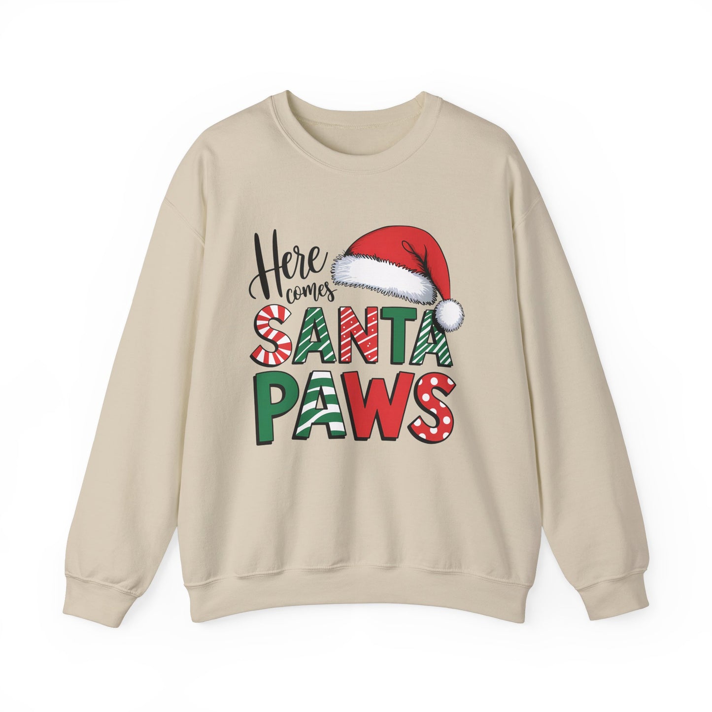 Here Comes Santa Paws Sweatshirt Perfect Christmas Dog Lover Womens Crewneck