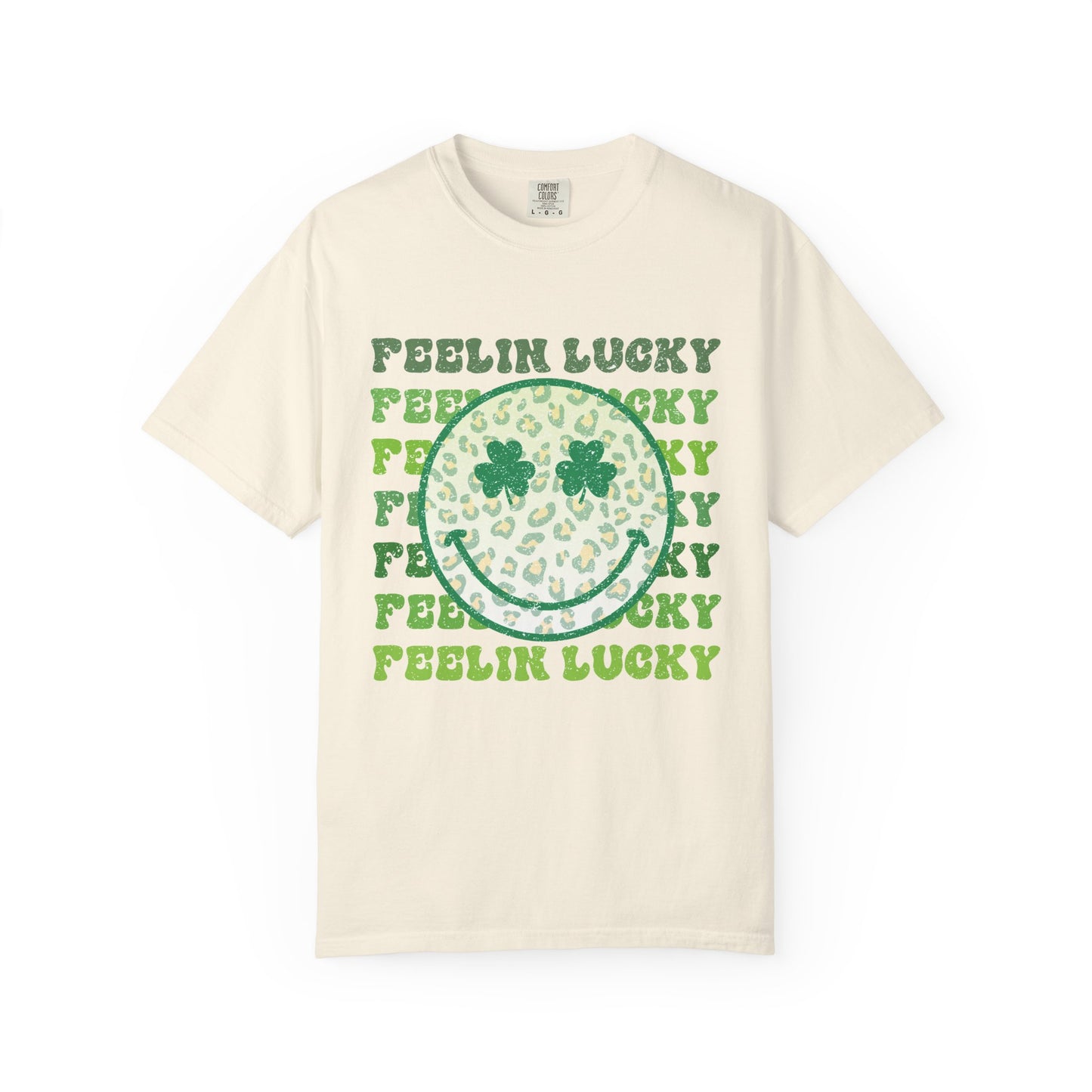 Feelin Lucky shamrock smiley Comfort Colors T-Shirt