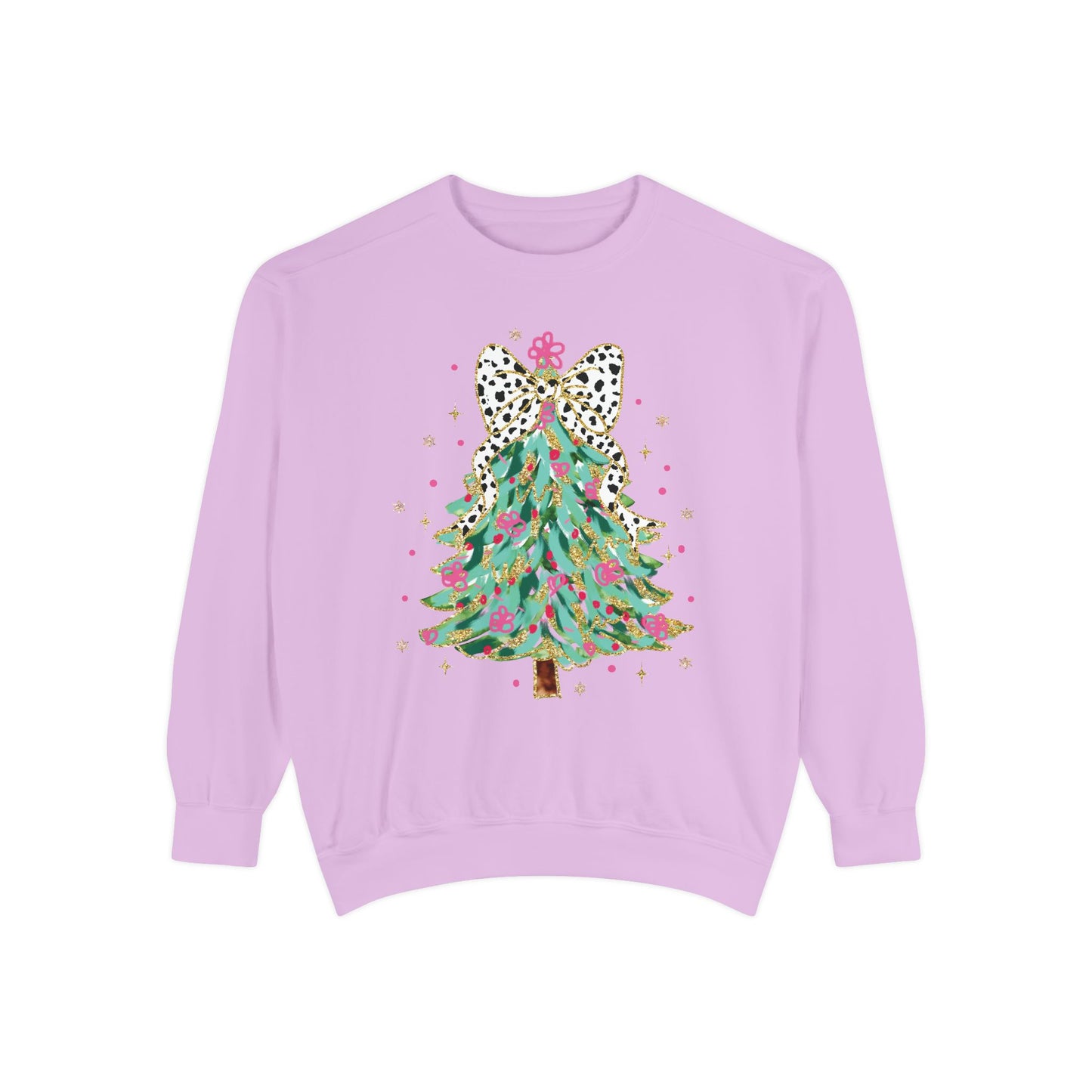 Coquette Glitter Christmas Tree Comfort Colors Sweatshirt, Christmas Sweater, Womenswear