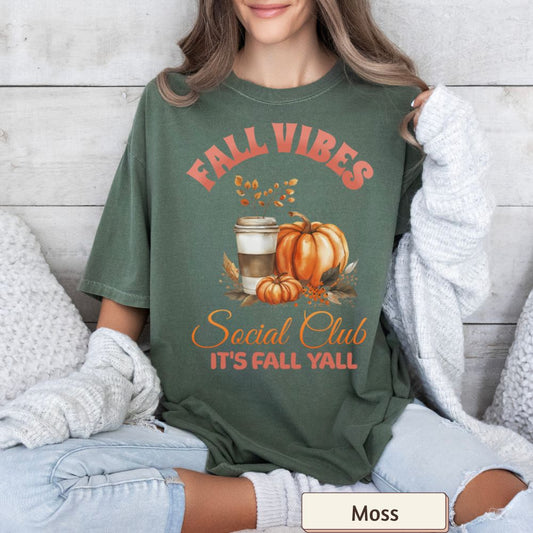 Women's T-shirt Fall Vibes Social Club Comfort Colors