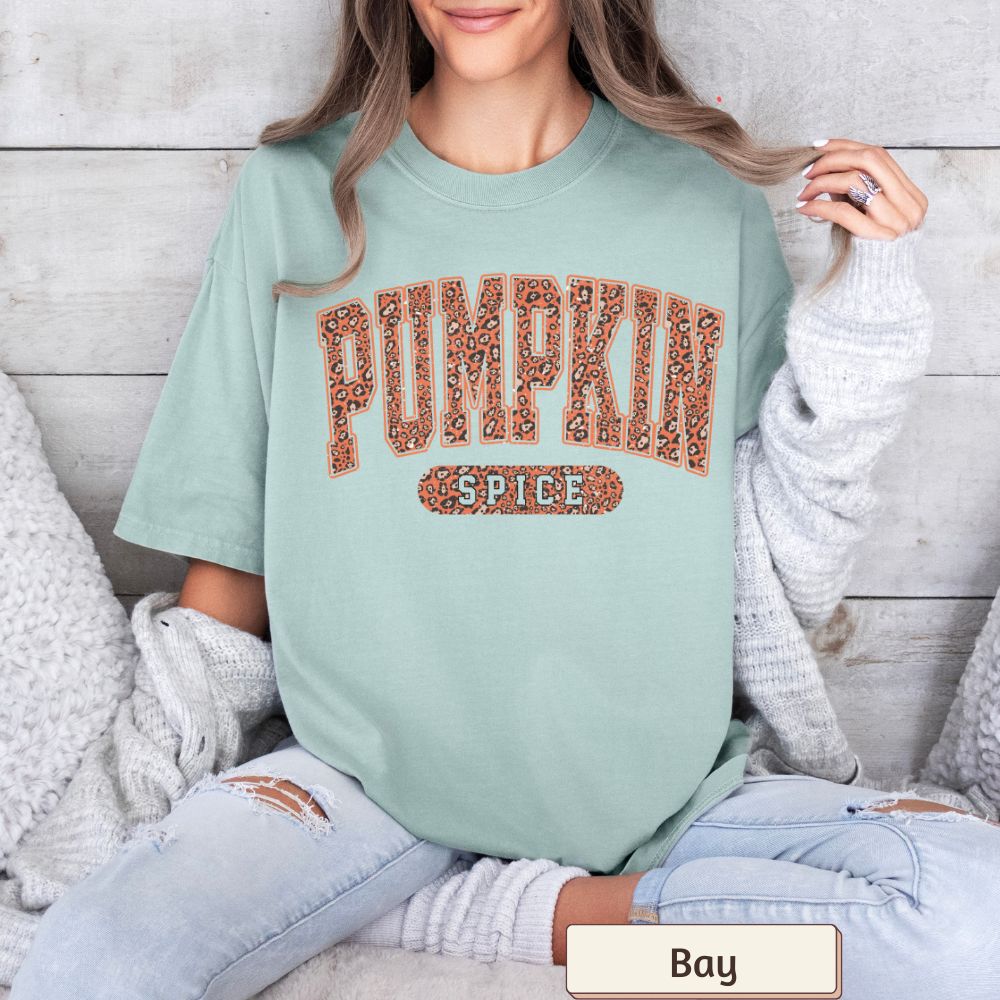 Pumpkin Spice Leopard Print Women's Short Sleeve T-Shirt | Comfort Colors Fall Tee