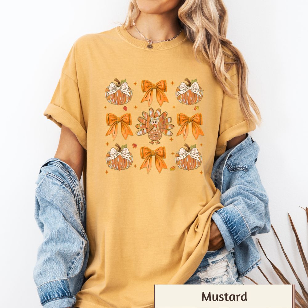 Women's T-Shirt - 'Pumpkins, Bows, & Turkeys' - Fall Mini Collection