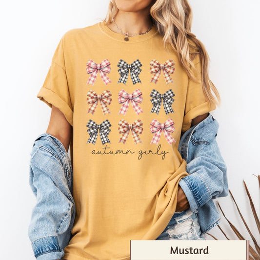 Women's T-Shirt - "Autumn Girly" with Bows - Fall Fashion