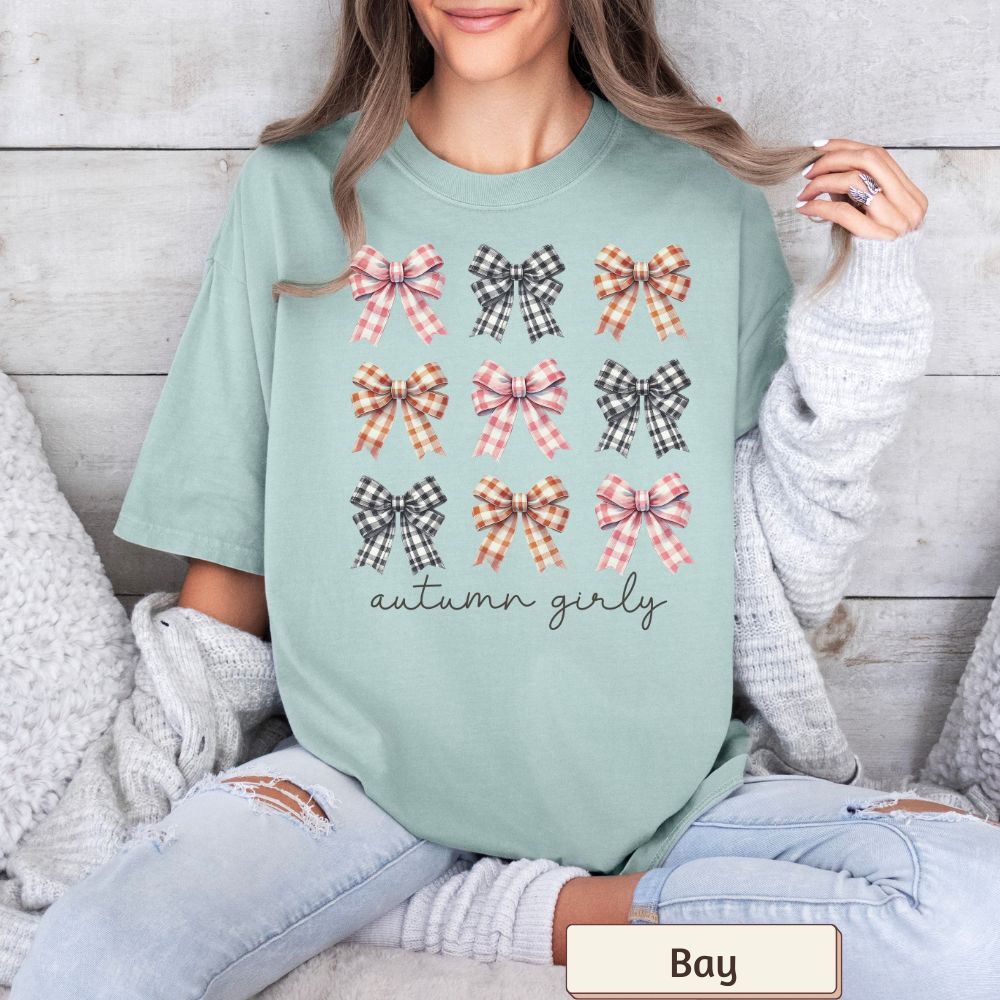 Women's T-Shirt - "Autumn Girly" with Bows - Fall Fashion