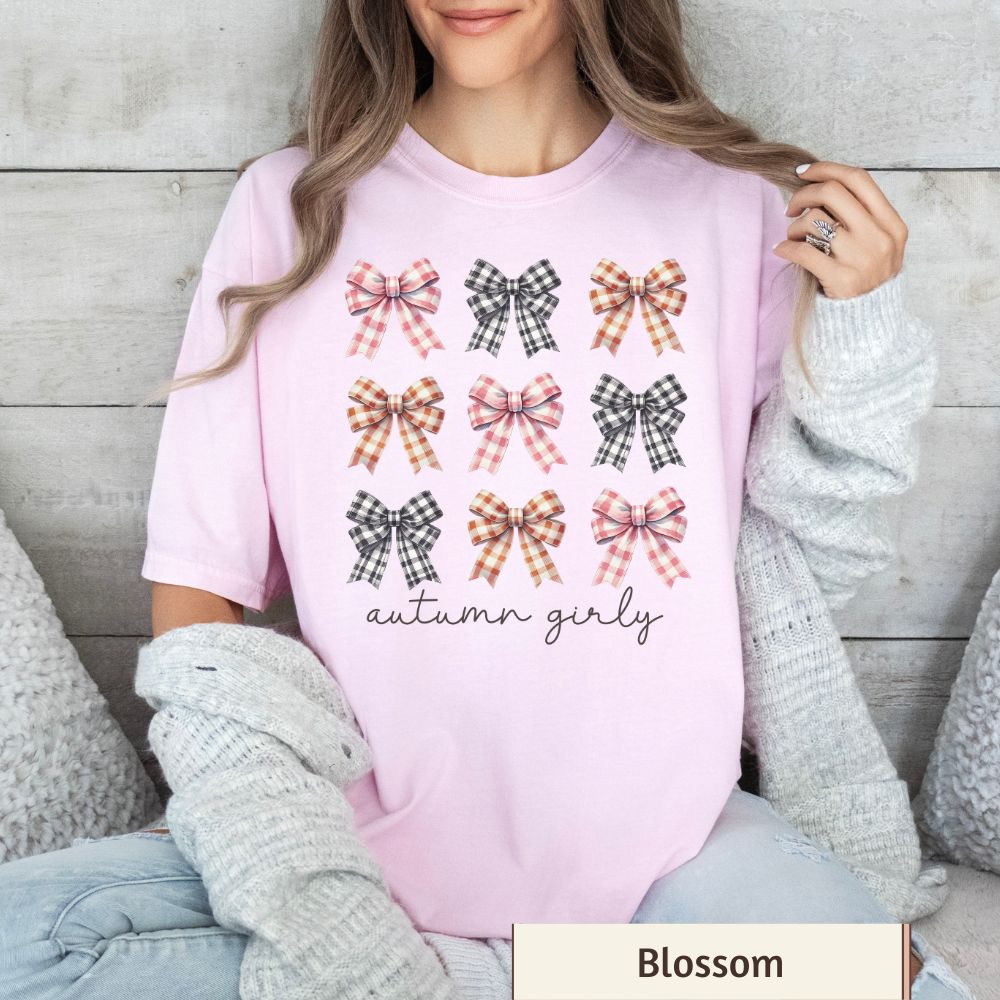 Women's T-Shirt - "Autumn Girly" with Bows - Fall Fashion