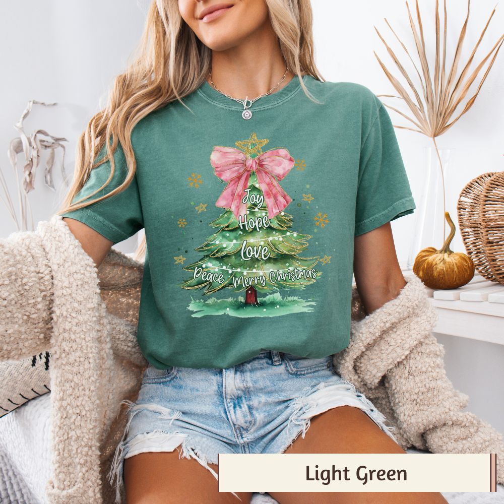 Joy Hope Love Peace Shirt Comfort Colors, Merry Christmas Tee, Women's Graphic Holiday Shirt