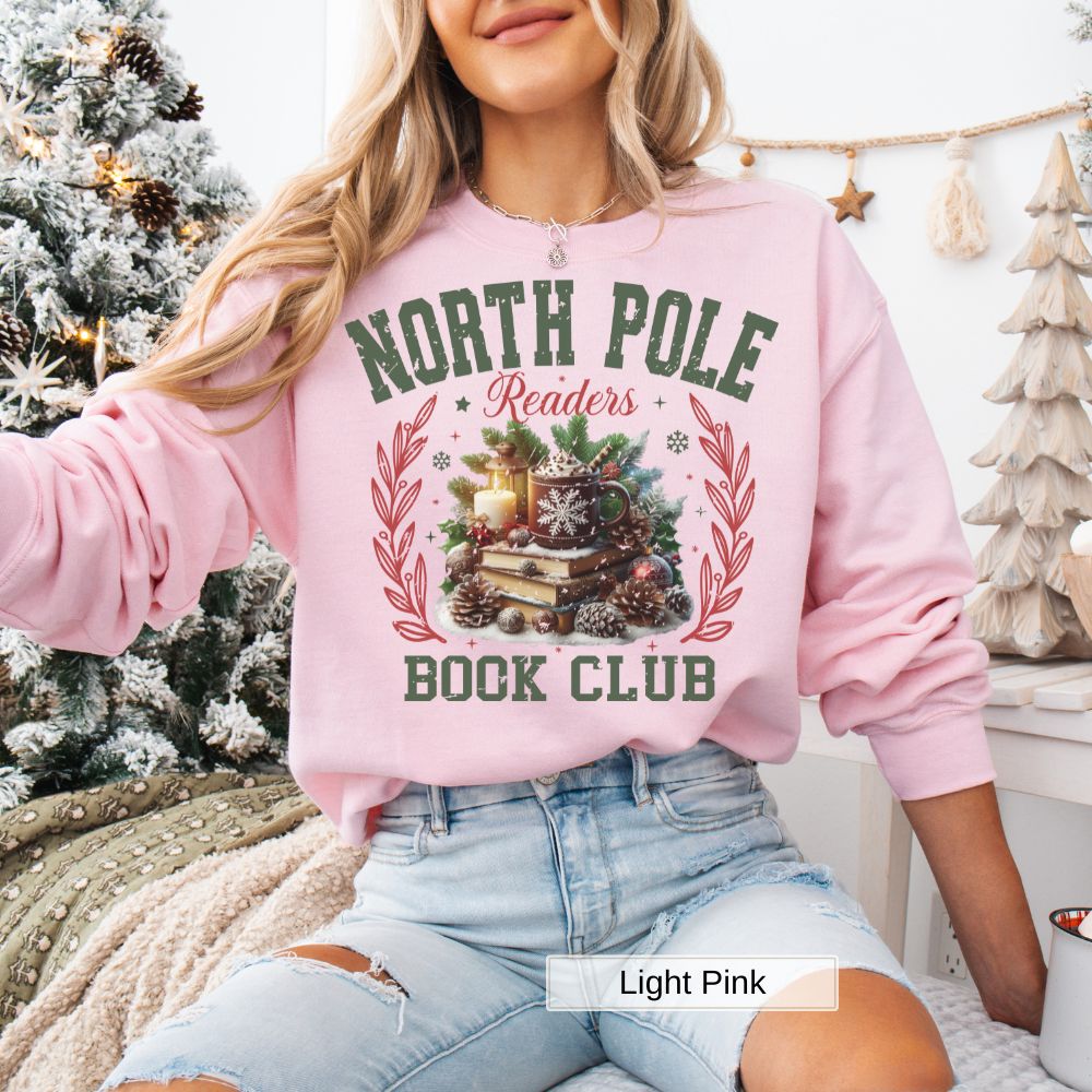 North Pole Readers Club Women's Christmas Sweatshirt | Cozy Holiday Apparel