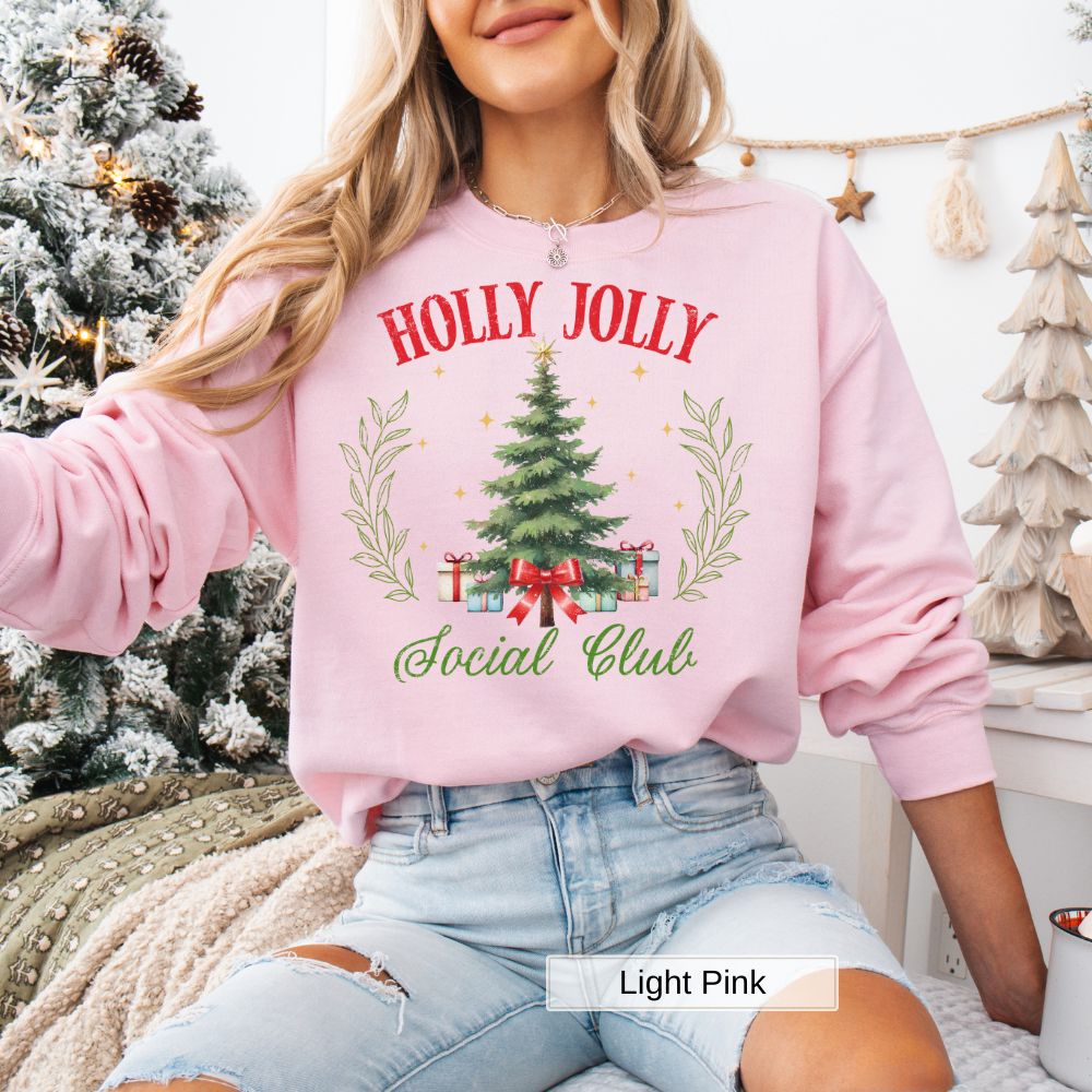 Holly Jolly Social Club Holiday Sweatshirt Festive Christmas Style