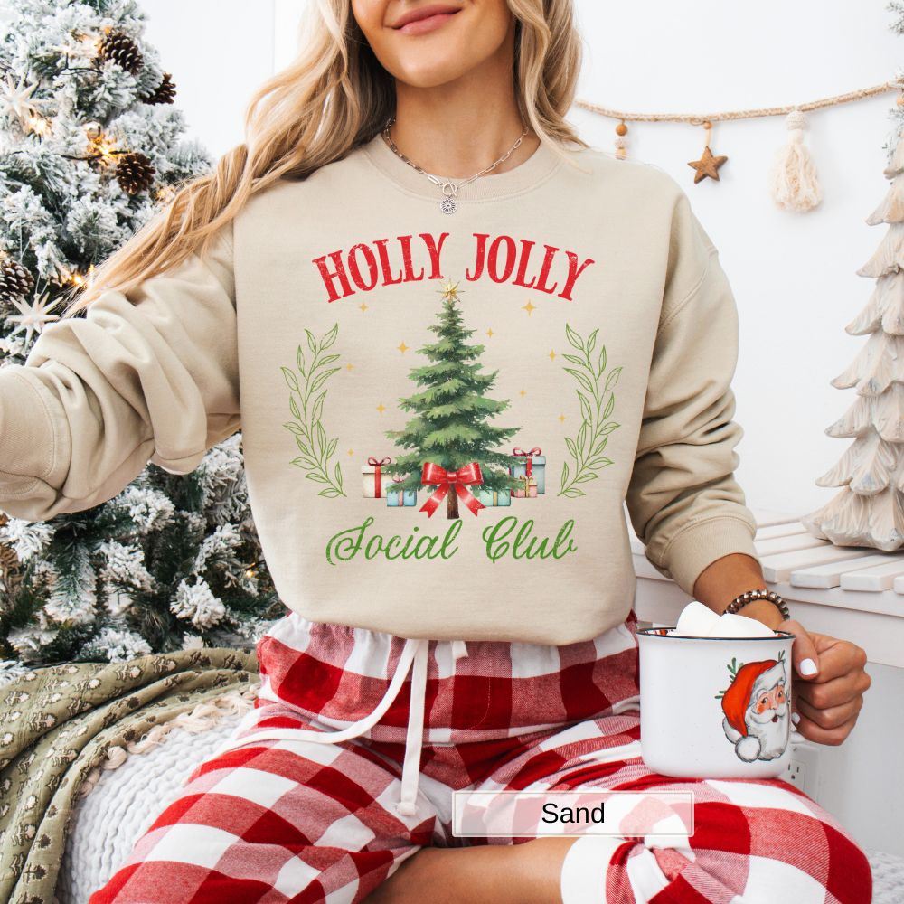 Holly Jolly Social Club Holiday Sweatshirt Festive Christmas Style