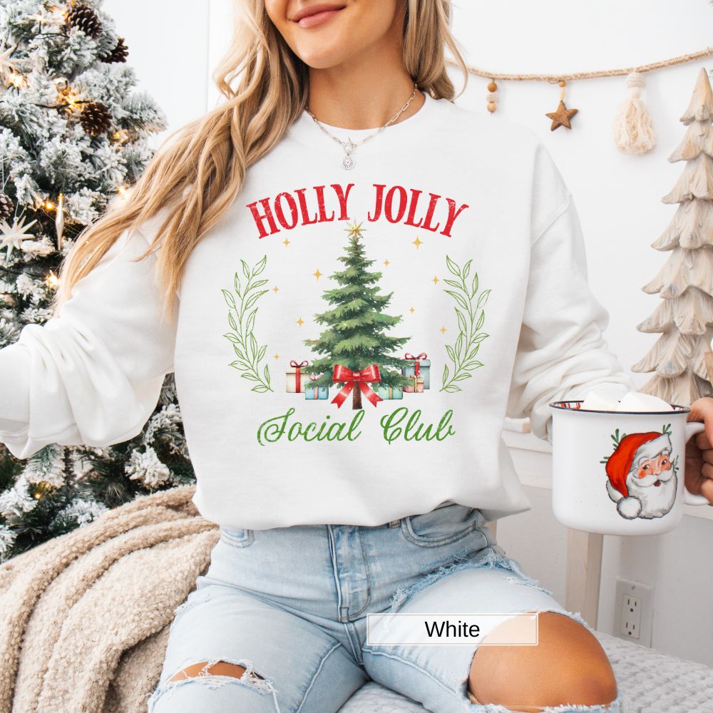 Holly Jolly Social Club Holiday Sweatshirt Festive Christmas Style