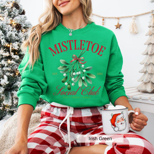 Mistletoe Social Club Holiday Sweatshirt Christmas Vibes Women’s