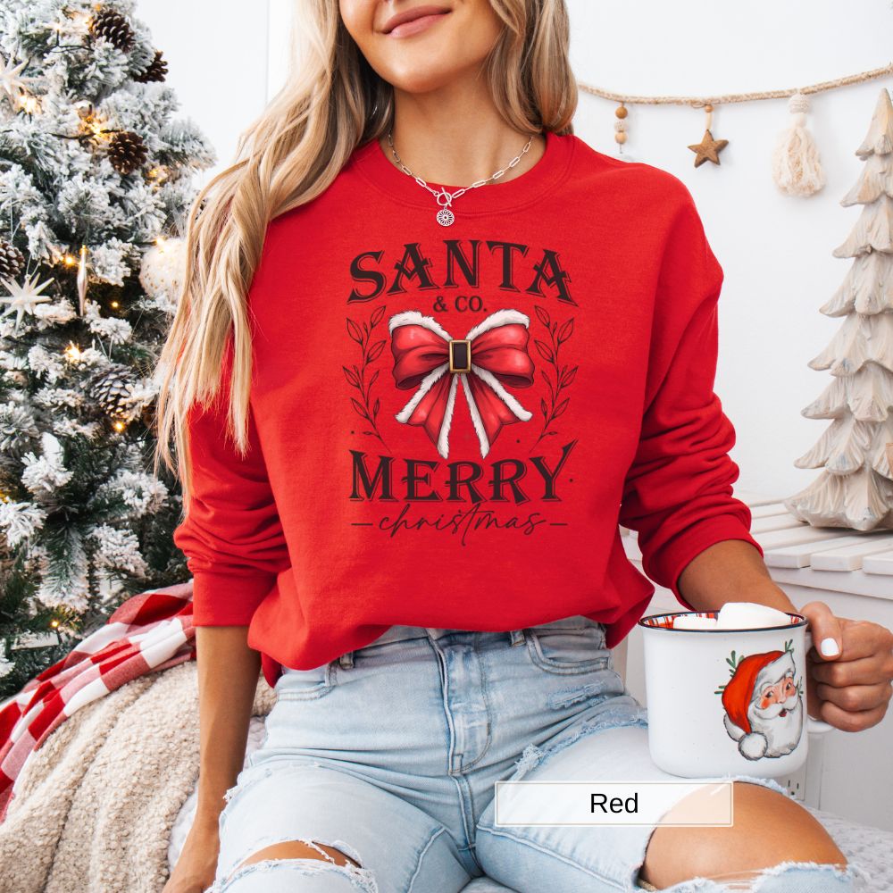 Santa and Co Merry Christmas Womens Sweatshirt Holiday Cheer