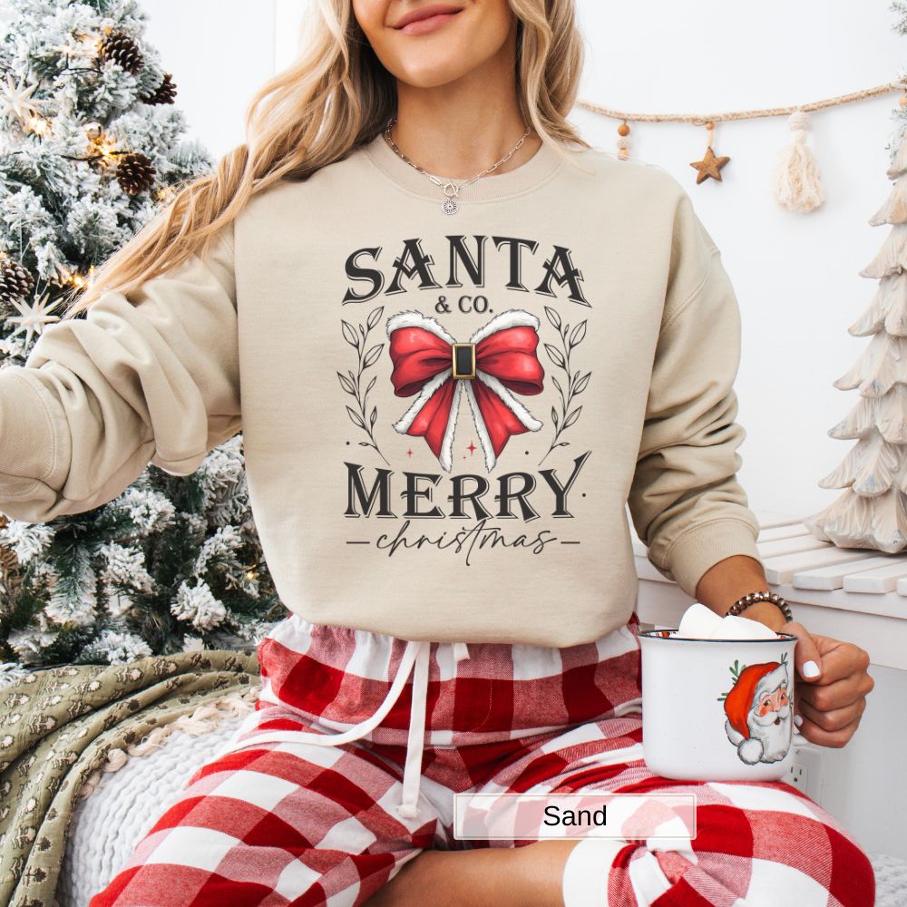 Santa and Co Merry Christmas Womens Sweatshirt Holiday Cheer