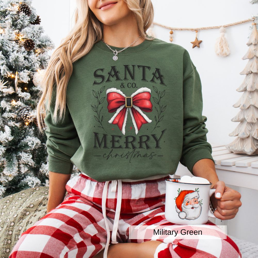 Santa and Co Merry Christmas Womens Sweatshirt Holiday Cheer