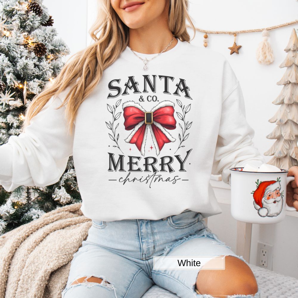 Santa and Co Merry Christmas Womens Sweatshirt Holiday Cheer