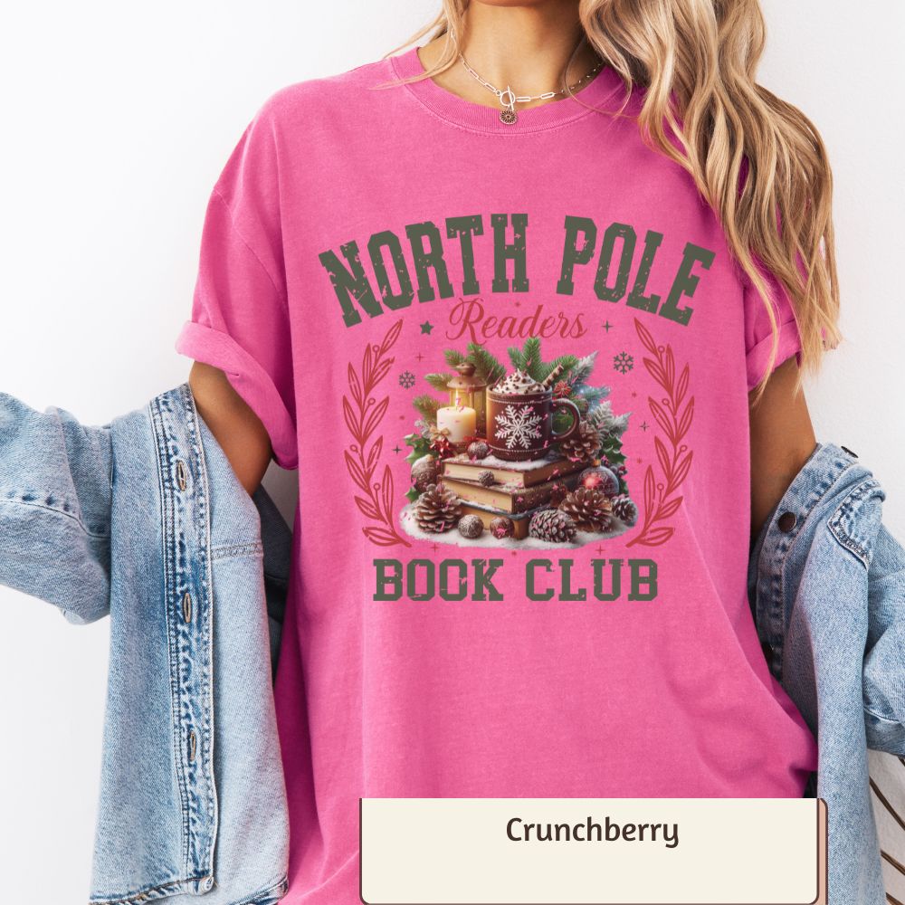 North Pole Readers Club Women's Christmas T-Shirt | Comfort Colors Holiday Tee