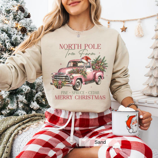 North Pole Tree Farm Merry Christmas Women's Sweatshirt