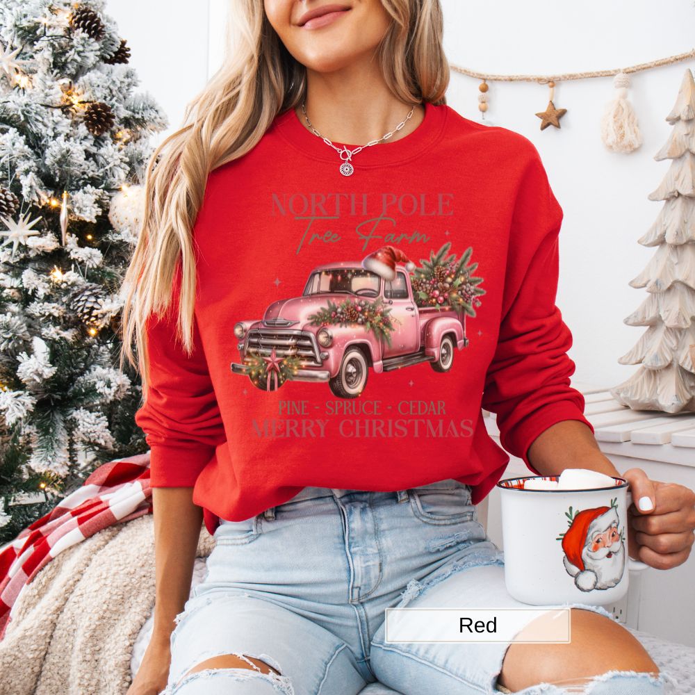 North Pole Tree Farm Merry Christmas Women's Sweatshirt