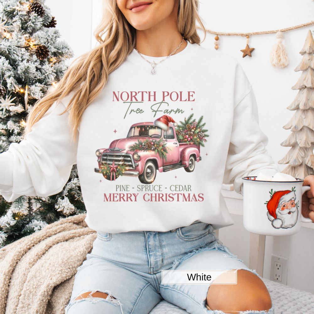 North Pole Tree Farm Merry Christmas Women's Sweatshirt