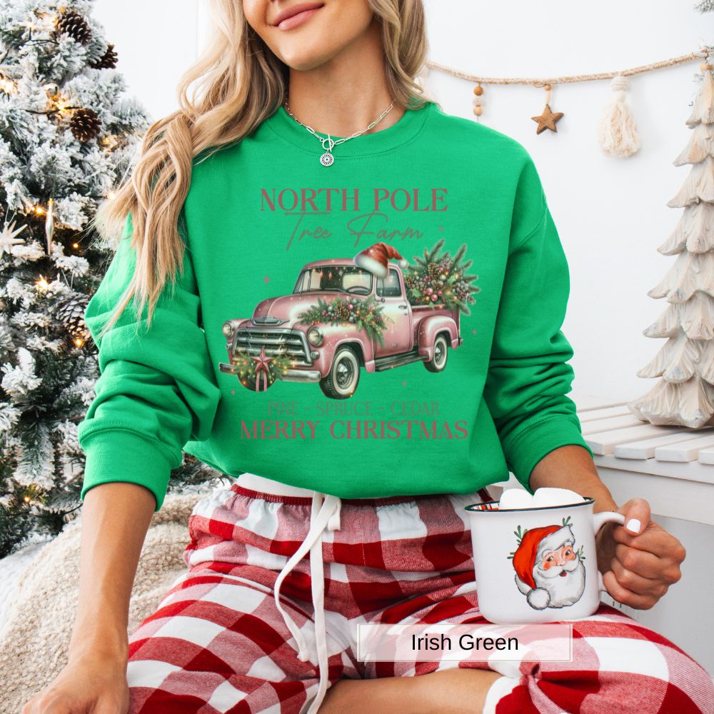 North Pole Tree Farm Merry Christmas Women's Sweatshirt