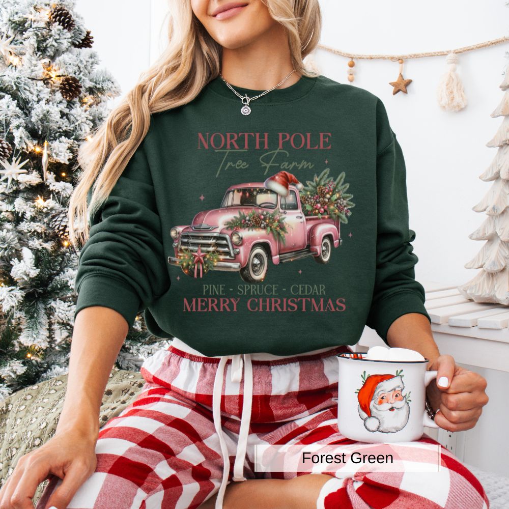 North Pole Tree Farm Merry Christmas Women's Sweatshirt