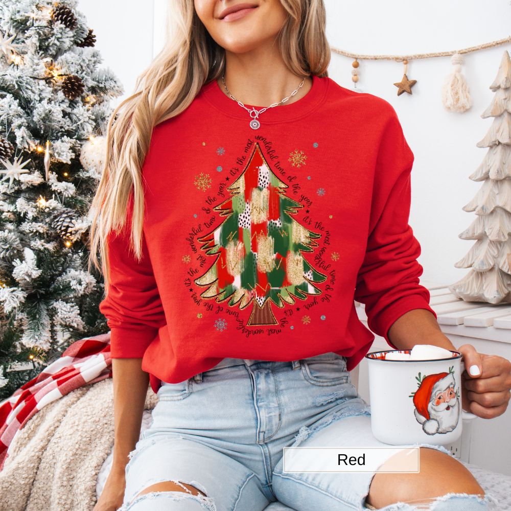 Most Wonderful Time of the Year Christmas Tree Women's Christmas Sweatshirt