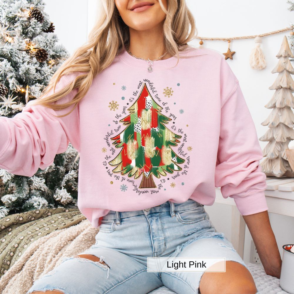 Most Wonderful Time of the Year Christmas Tree Women's Christmas Sweatshirt