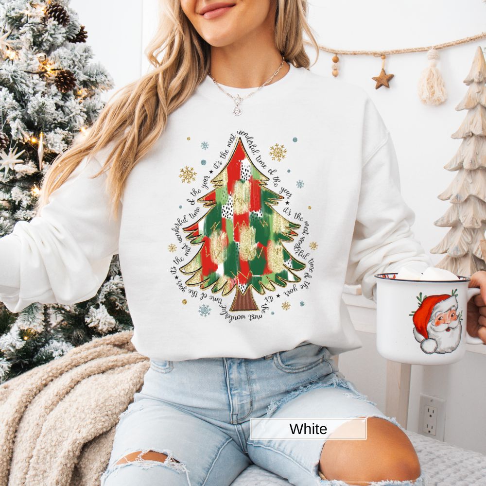 Most Wonderful Time of the Year Christmas Tree Women's Christmas Sweatshirt