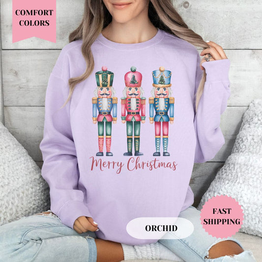 Nutcracker Merry Christmas Comfort Colors Sweatshirt, Christmas Sweater, Womenswear