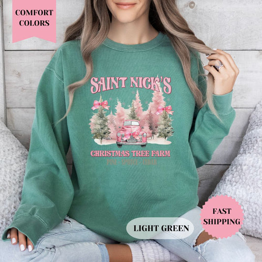 Saint Nick's Christmas Comfort Colors Sweatshirt, Christmas Sweater, Womenswear