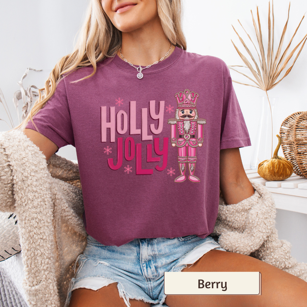 Holly Jolly Nutcracker Women's Christmas Comfort Colors Tee