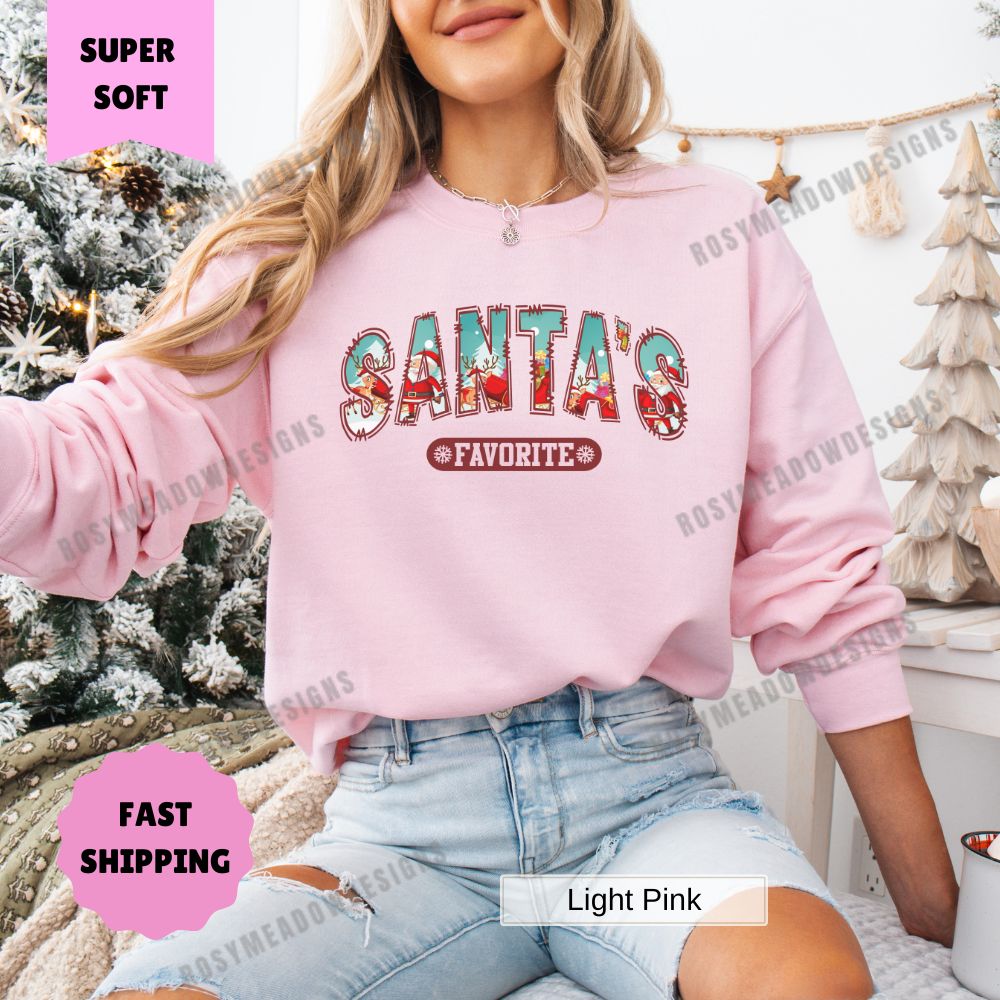 Santas Favorite Christmas Pullover Sweatshirt Womens Holiday Apparel