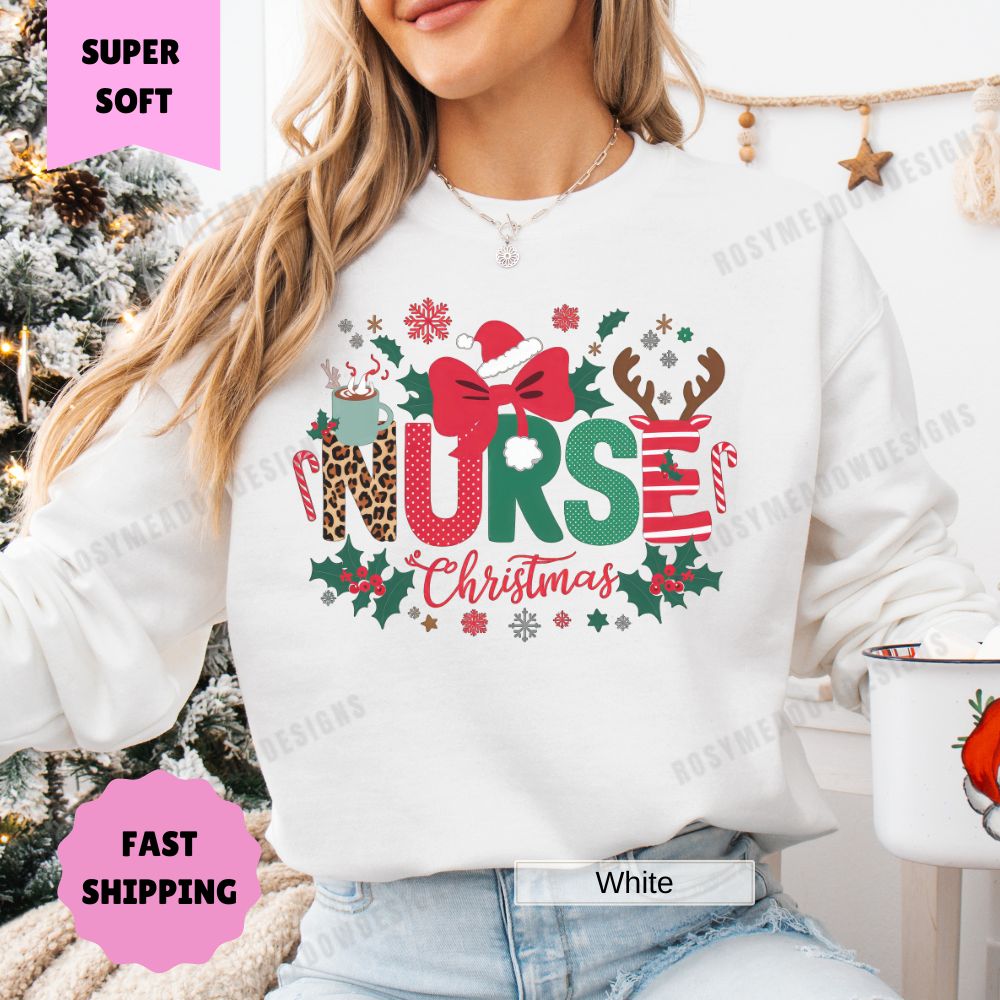 Festive Nurse Christmas Pullover Women's Holiday Sweatshirt Womenswear