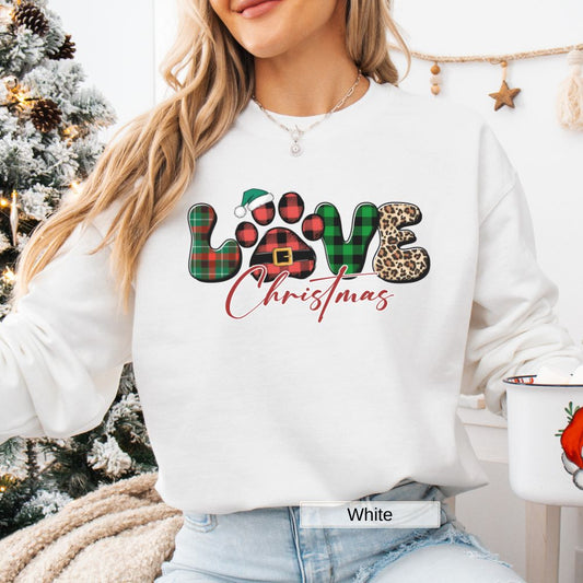 Paw Print Love Merry Christmas Sweatshirt for Women