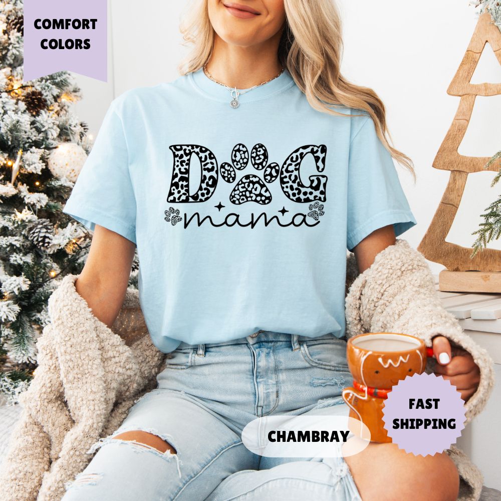 Dog Mama Paw Print Comfort Colors T Shirt Women's Shirt