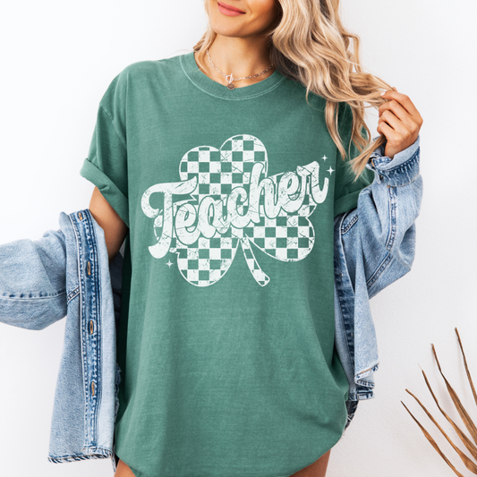 Teacher Shamrock Comfort Colors T‑Shirt