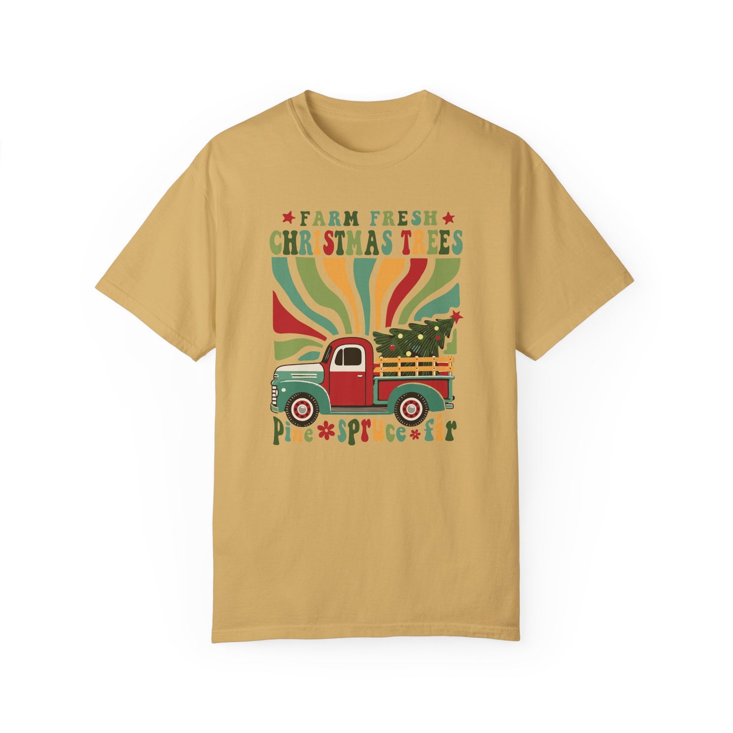 Women's Christmas T-Shirt - "Farm Fresh Christmas Trees" - Rustic Holiday Style