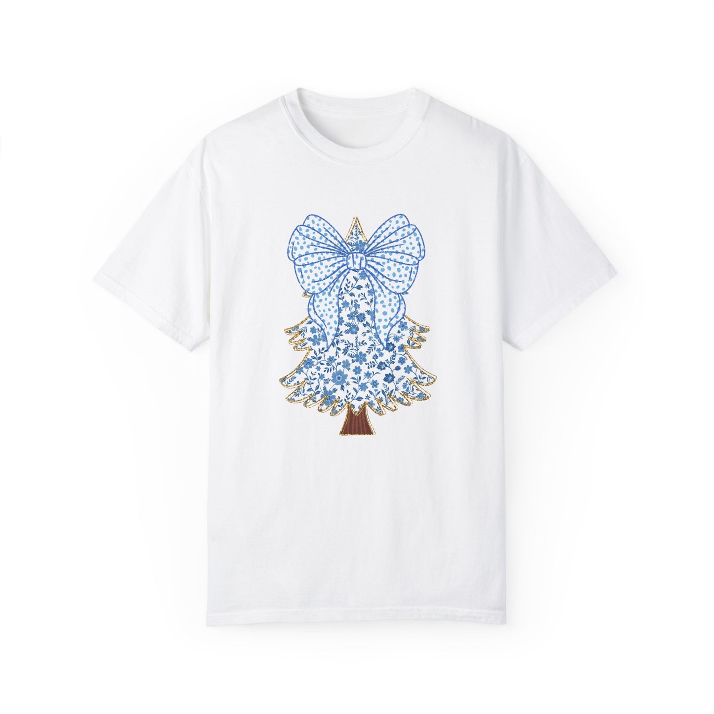 Blue Chinoiserie Christmas Tree Comfort Colors T Shirt Women's Shirt