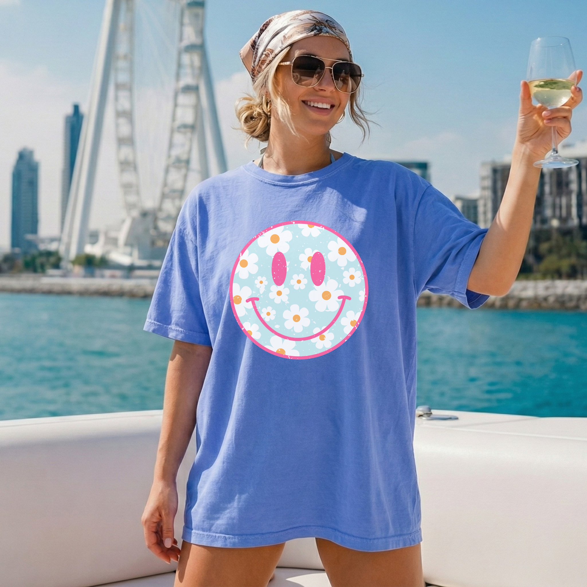 Smiley Daisy T-Shirt — Retro Floral Happy Face Tee