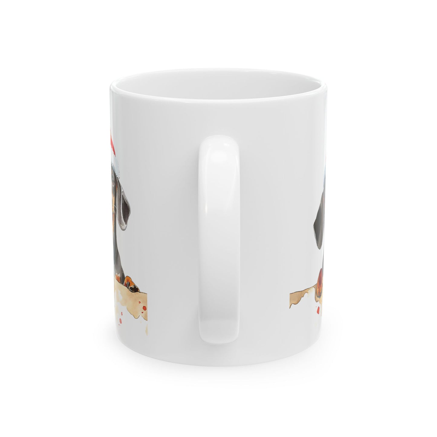 Christmas Dachshund Mug – Adorable Holiday Dog Design with Santa Hat, Perfect for Coffee, Tea, or Hot Cocoa