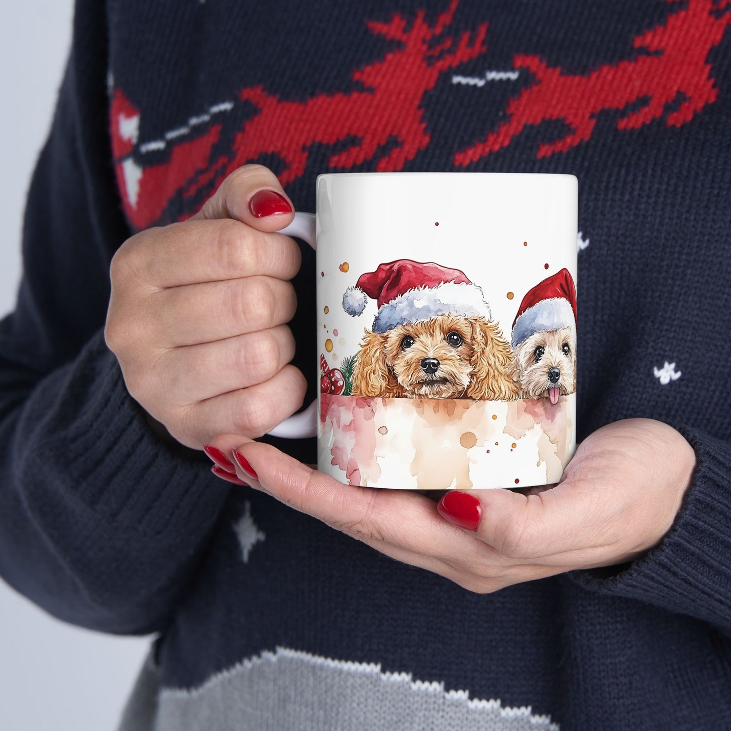 Festive Poodle Christmas Mug – Perfect for Dog Lovers