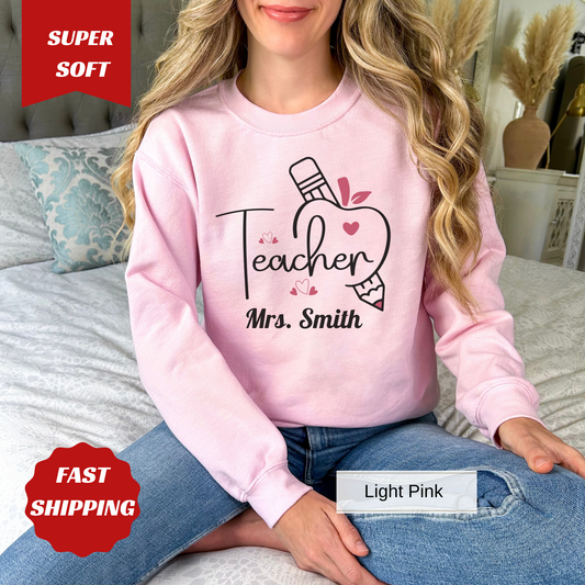 Teacher Appreciation Sweatshirt – Personalized Gift for Educators, Cozy Valentine's Day Crewneck