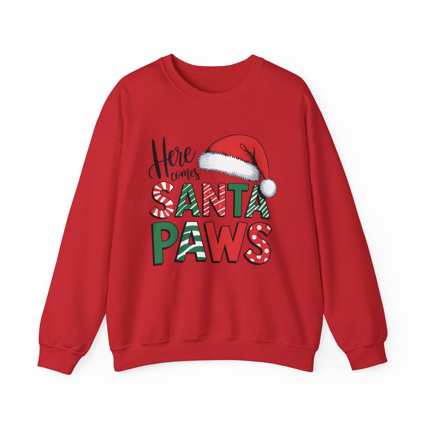 Here Comes Santa Paws Sweatshirt Perfect Christmas Dog Lover Womens Crewneck