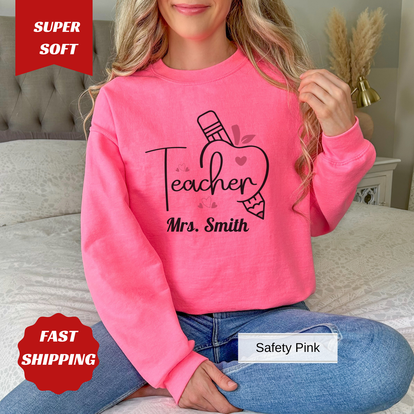 Teacher Appreciation Sweatshirt – Personalized Gift for Educators, Cozy Valentine's Day Crewneck