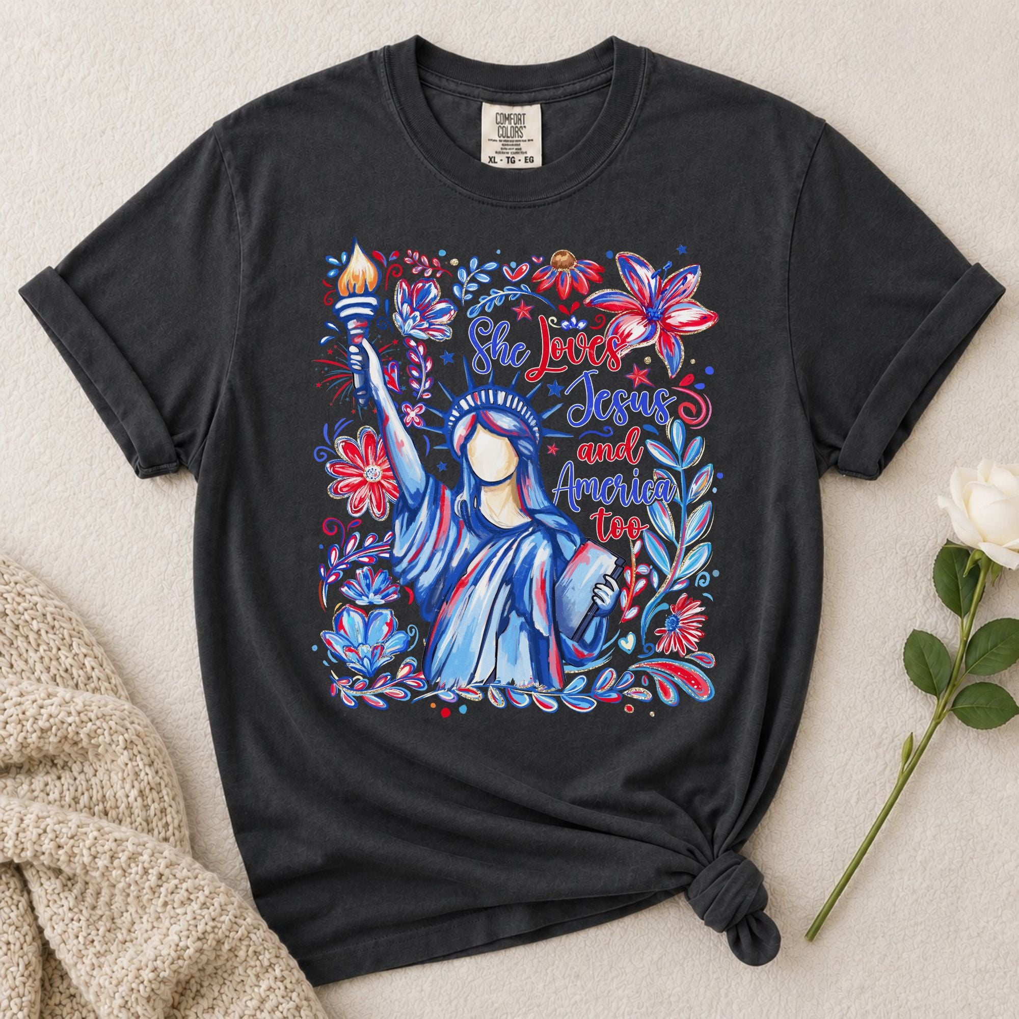 She Loves Jesus America Too T-Shirt